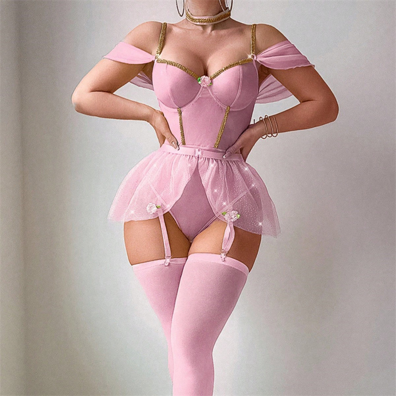 Shiny Bodysuit Lingerie Set Wo - Fishnet Stocking Women recension och pris